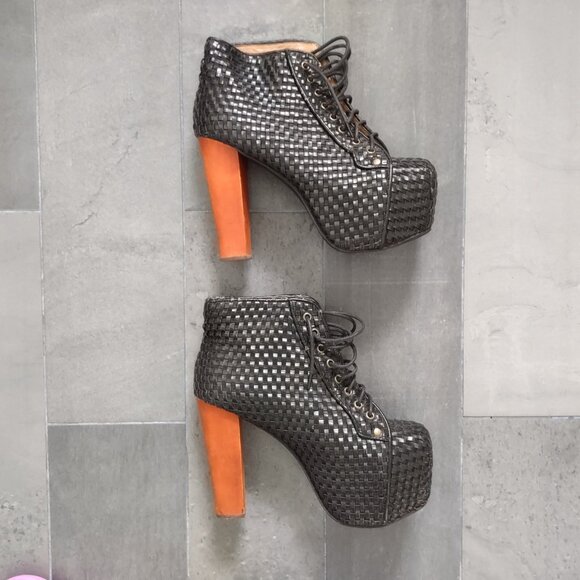 Jeffrey Campbell black basketweave Litas - 8 - Picture 3 of 10